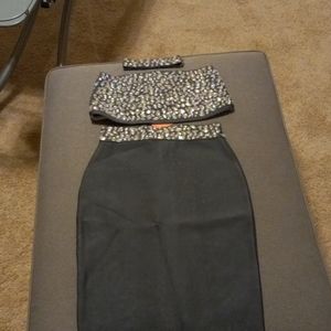 Three piece skirt, bandeau and neck wrap